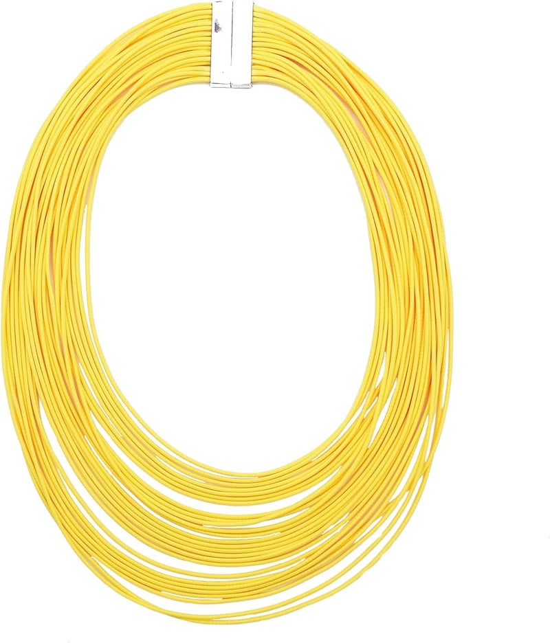 MJULY Women Multi Layer Chunky Bib Necklace Magnetic Clasp Wax Line Choker Statement Jewelry - Image 3